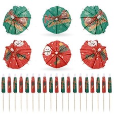 Christmas Cocktail Picks 100PCS 4 Inch Drink Umbrellas Cocktail Toothpicks for