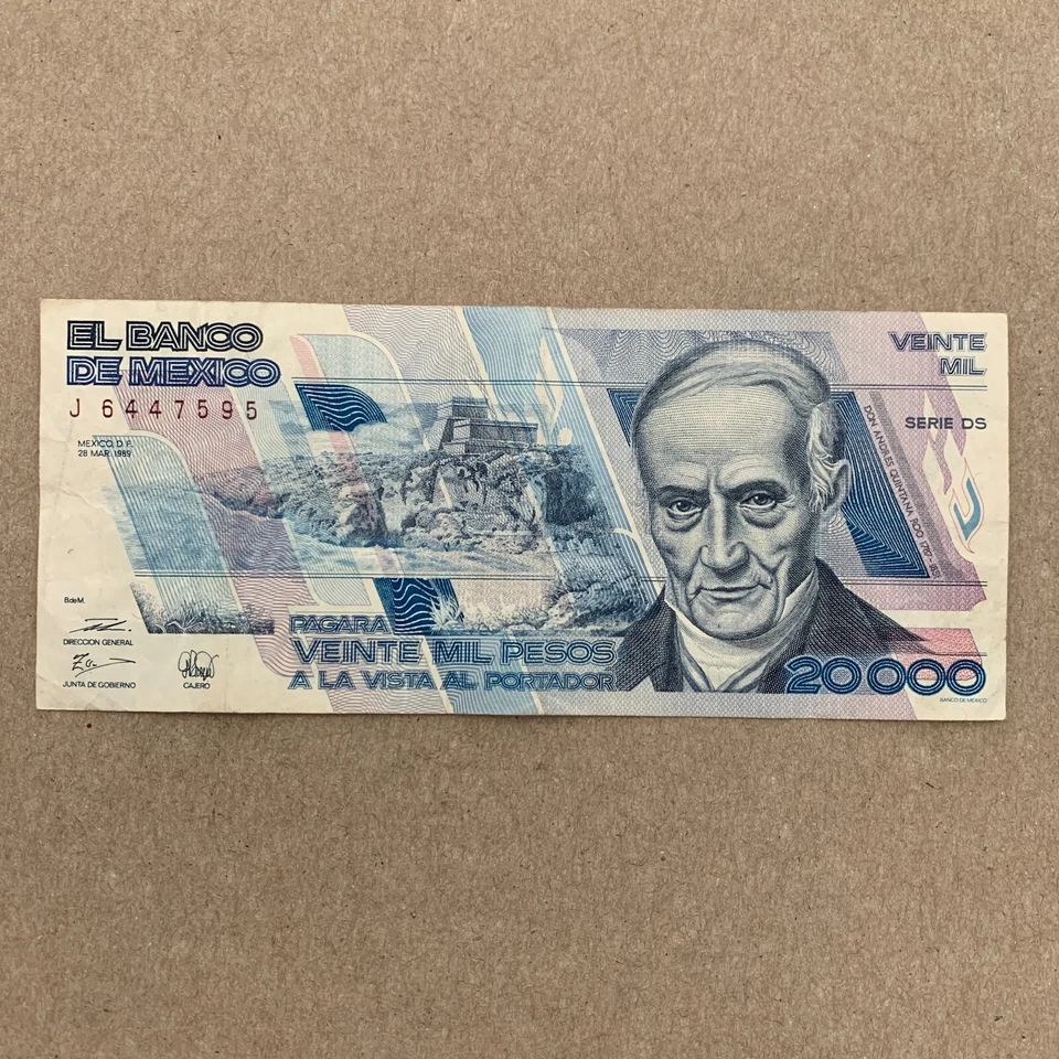 1980's Mexico 20000 Pesos Banknote, Gate of Yaxchilan, Tulum Maya Ruins - Image 2 of 4