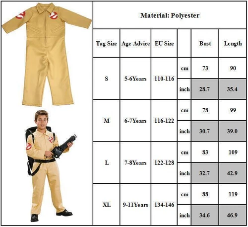 Kids Boys Girls Ghostbusters Jumpsuits Costume Party Cosplay Fancy Dress Outfits - Picture 2 of 12