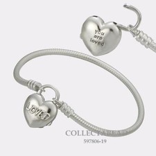 Authentic Pandora Sterling Silver Loved Heart Padlock Bracelet 597806