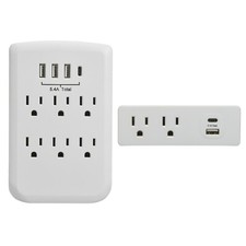CP Combo 6-Outlet Wall-tap 2-Outlet Travel Tap w/ USB-A USB-C Ports, CP30008