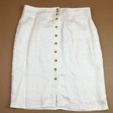 LAUREN RL Womens 12 Linen Skirt Lined White