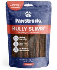 Pawstruck Natural Beef Bully Slims Gullet Chew Sticks for Dogs, 10 Count