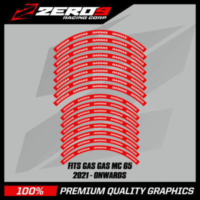 GasGas Felgenaufkleber MC 65 14'' / 12'' MX Motocross Grafik Decals rot/weiß