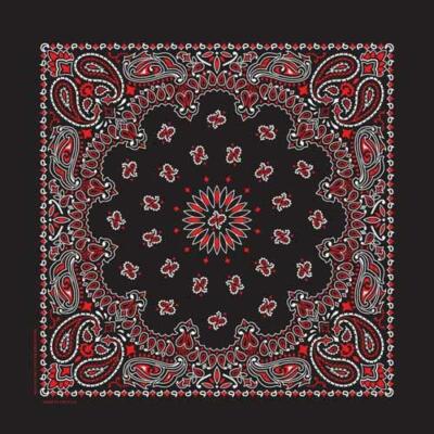 Hav-A-Hank USA Made Cotton Paisley Bandanna 22''X22'' Black / White / Red
