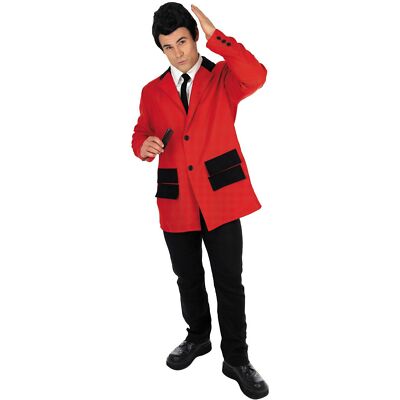Mens 50s Red Teddy Boy Costume Adult 1950s Rock N Roll Suit