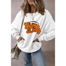 GAME DAY Football Round Neck Long Sleeve Sweatshirt