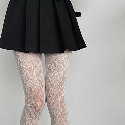 WOMENS FLORAL LACE PATTERN FISHNET TIGHTS FLOWER MESH PANTYHOSE STOCKINGS GOTHIC