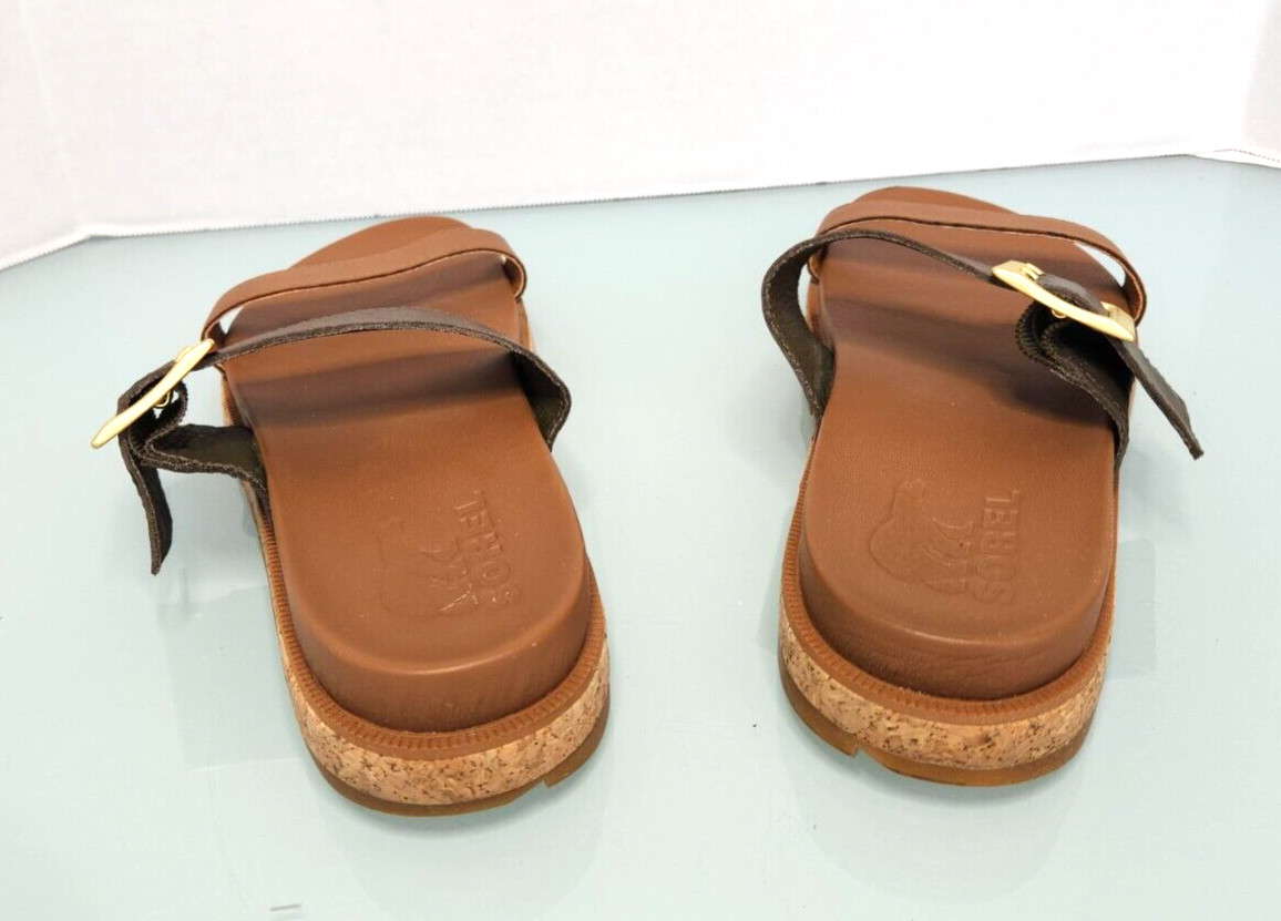 Sorel Roaming Jute buckle slide sandal brown leather Slip On casual comfort Sz 7 View 5