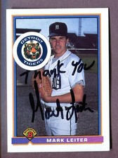 1991 Bowman #138 Mark Leiter RC Autographed Signed AUTO Detroit Tigers