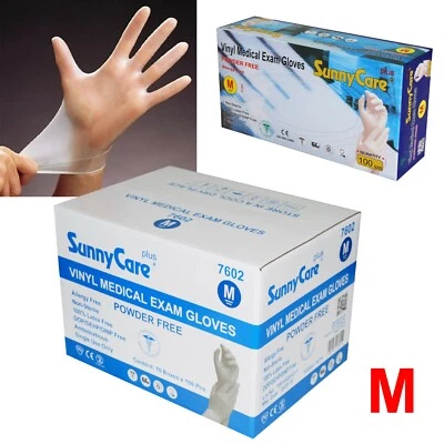 1000Pcs SunnyCare Vinyl Exam Gloves Powder Free (Latex Nitrile Free) 🔥🔥🔥🔥 M