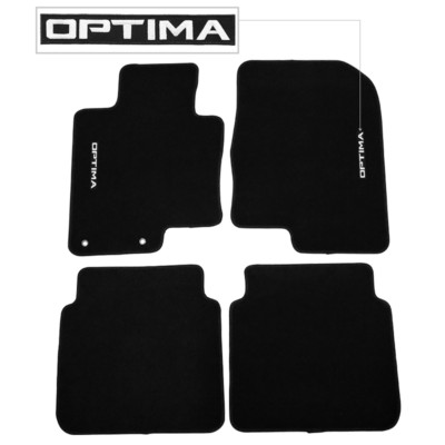 For 11-15 Kia Optima Floor Mats Carpet Front & Rear Nylon Black w/ Emblem