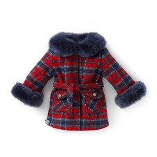 American Girl Janie  Jack Fur-Trim Plaid Coat New