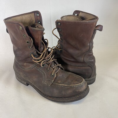 Sears Uplander Hunting Linesman Full Grain Leather Brown Boots-Read For Sizing