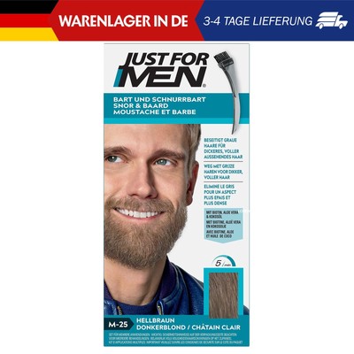 Just For Men Bartfarbe Schnurrbart Tönung gegen graue Haare Farbe Hellbraun M25