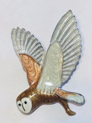 Beautiful Enamel BARN OWL Brooch Shawl Pin Jewellery Wildlife Nature - Picture 4 of 13