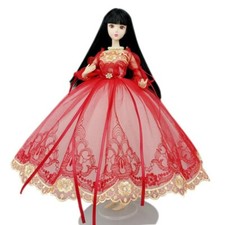 Red Golden Handmade Princess Dress For 11.5" 1/6 Doll Outfit Clothes Accessories