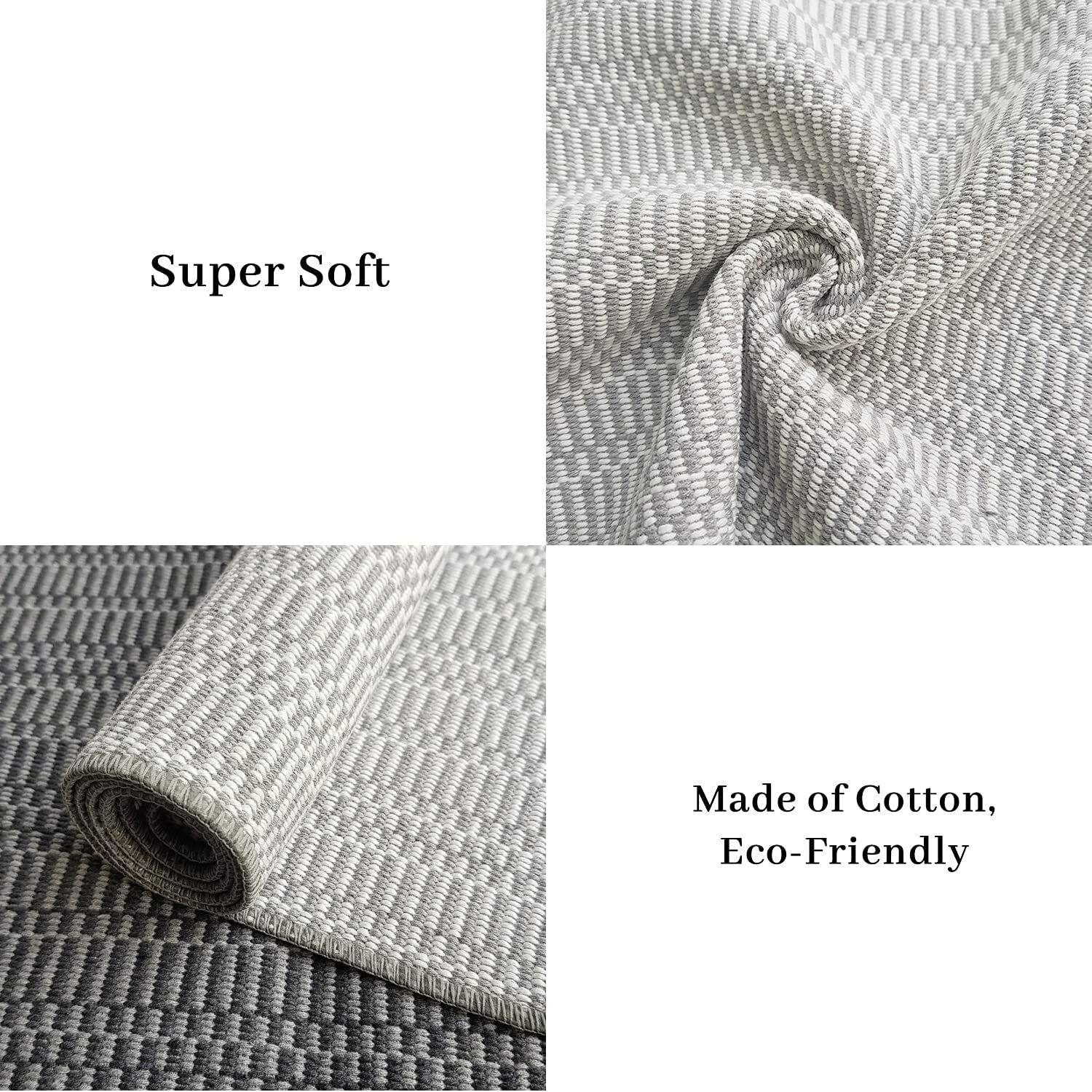 Boho Bathroom Rugs 2x3 Grey Farmhouse Rug with Tassels Woven Washable