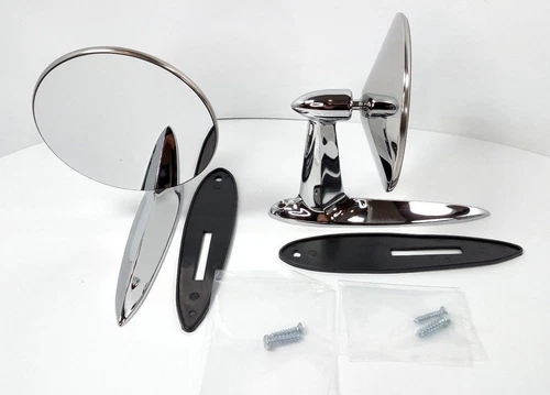 Pair 1955-1957 Chevrolet Door Mirrors Chevy Bel Air 2PC - 1 CONVEX, 1 FLAT