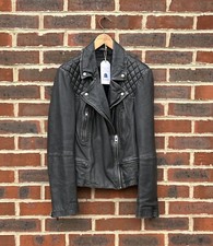 All Saints Ladies Cargo Leather Biker Jacket Uk14 Us10 Eu42 Moto A491