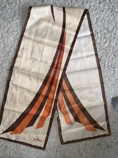 JAFRA Vtg Rectangle Scarf Warm Colors 10" X 53.5" 100% Polyester Made Japan 