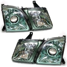 Headlights Head lamp Green GLASS lens Set For Lexus LX470 LH + RH 1998-2007