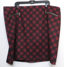 Maurices Skirt Womens 24W Red Black Plaid Elastic Comfort Waist Pull On Up Skirt
