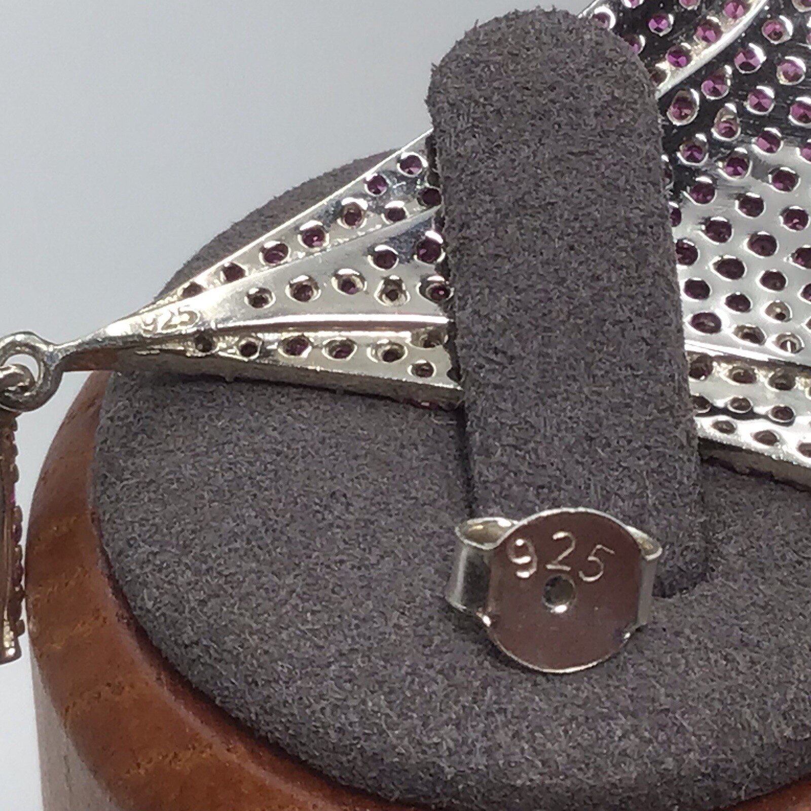 Sterling Silver Large Dangle Ruby  Earrings 2.5” - image 3