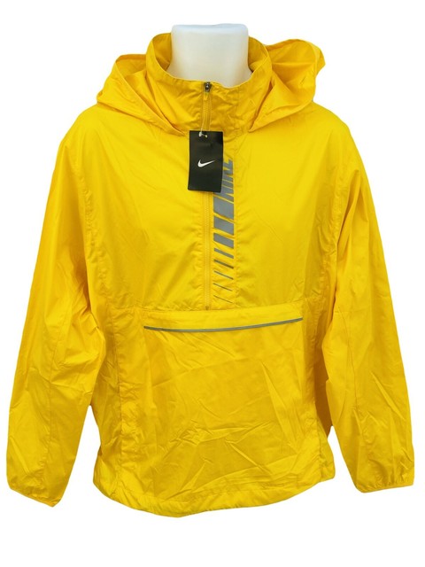 New NIKE MENS Lightweight Active Concealed Hood Rain Jacket Smock Yellow M | eBay