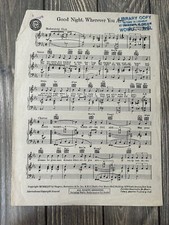 Vintage 1944 Good Night Wherever You Are Sheet Music Al Hoffman Frank Weldon