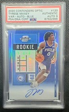 2020  Contenders Optic Blue Prizm Variation /49 Tyrese Maxey #120 RC AUTO PSA 9