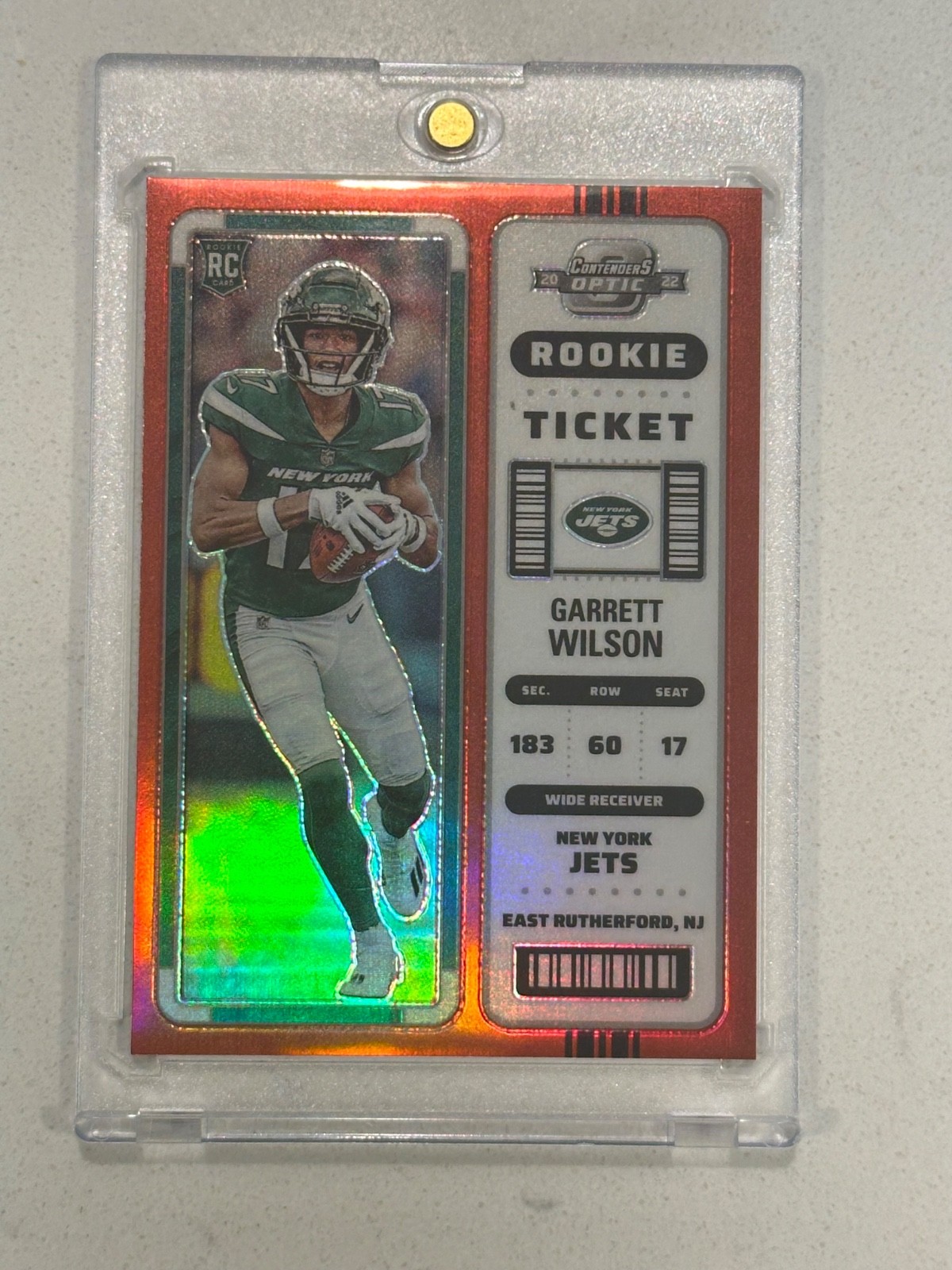 2022 Panini Contenders Optic - Rookie Ticket Garrett Wilson #72 Red Prizm /175