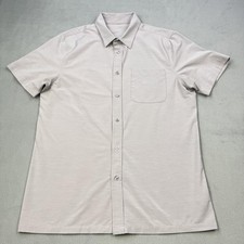 Vuori Bridge Shirt Mens Medium Gray Short Sleeve Button Up Performance Stretch