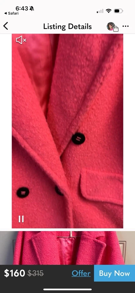 BCBGeneration Vibrant Pink Double-Breasted Boucle Peaoat - Women's Size XL - Image 3 of 4