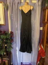 Reclaimed Vintage Black Satin look Strappy Negligee / Nightdress  size 12 / 40 