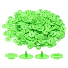 400 Set Plastic Snaps T5 Round Resin No-Sew Button Fasteners Kit, Bright Green