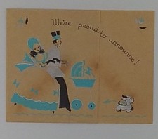 Vintage Baby Boy Birth Announcement Card With Envelope - Used