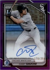 2024 Bowman Chrome Draft Autographs Purple Ref CPACSA Casey Saucke Auto/250 BB