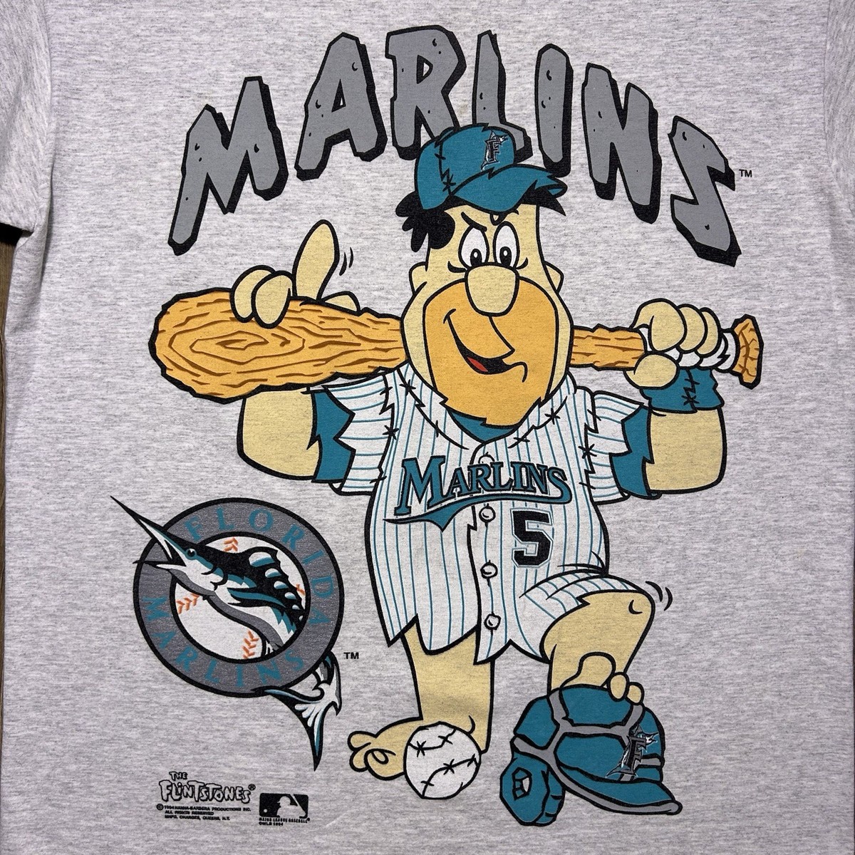 Vintage 1994 Florida Miami Marlins Fred Flinstones T Shirt Men's L