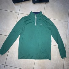 Rhoback The Adirondack Performance Q-Zip Golf 1/4 Zip Green Houndstooth Sz M