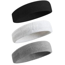3pack Sports Headband Yoga Gym Sweatband Women Men Hair Bands Head Sweat Band