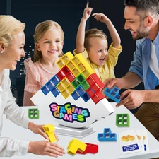 48 PCS Tetra Board Game for Kids and Adults, Balance Stacking Game for 2 Players