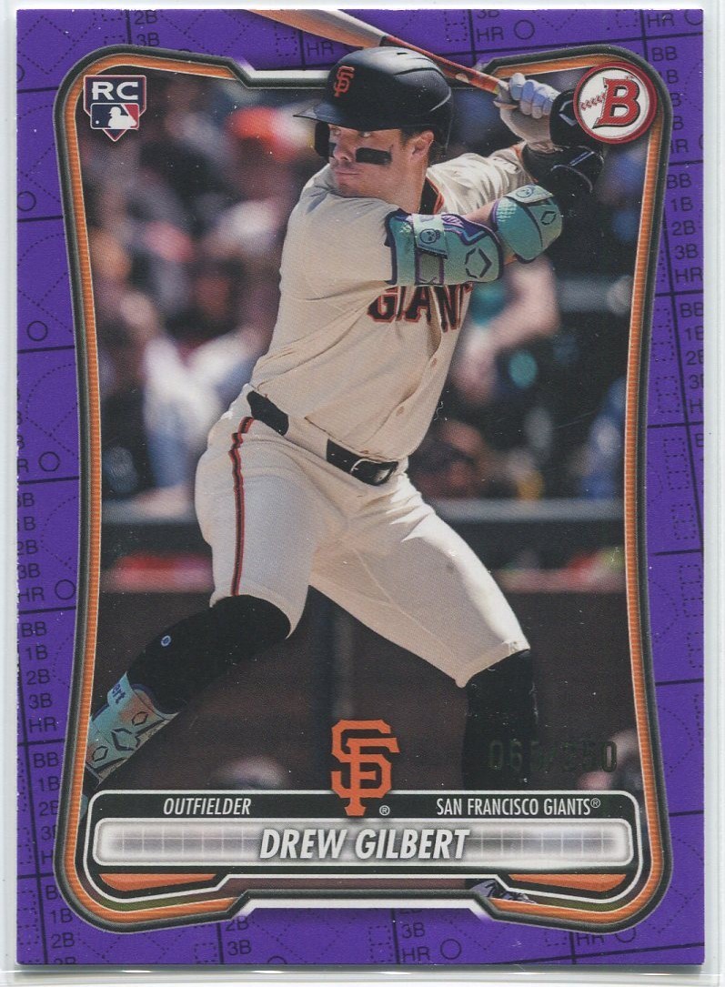 2026 Bowman Drew Gilbert Rookie RC Purple Pattern Paper Parallel 65/250 (40)