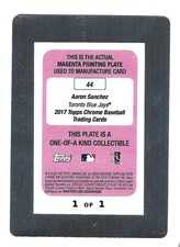 2017 Topps Chrome Aaron Sanchez 1 Of 1 Printing Plate Magenta