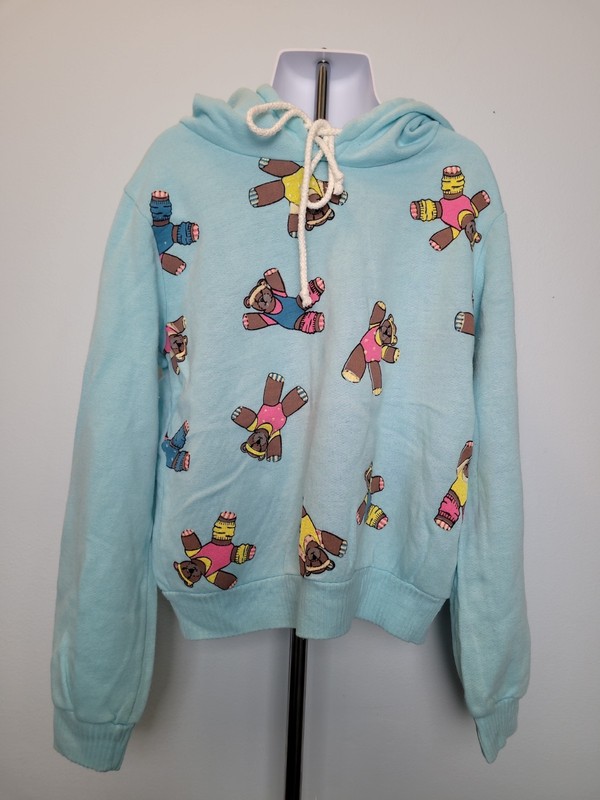 Vintage Girl's Baby Blue Hoodie/Gymnastics Teddy Bears Size Medium