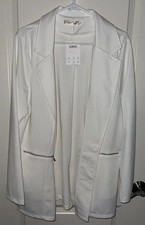 BRAND NWT Genhoo Women  s White Blazer Jacket Size 2X New with Tags