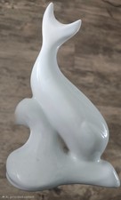 Vintage White Glossy Porcelain Whale Sculpture Made by Noaman Company in Israel
