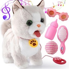 Walking Cat Set Interactive Talking Toy Kitten Repeat What You Say Robot Cat ...