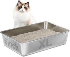Stainless Steel Cat Litter Box PAN with High Sides 24 X 16 X 6 INCHES