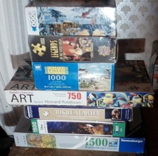 Lot of 7 Assorted 750 - 1500 pc Jig Saw Puzzles - Ravensburger Disney Sure Lox